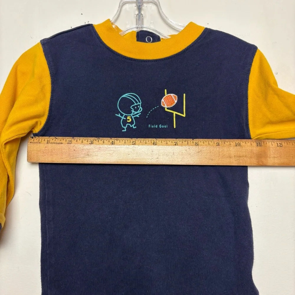Vintage Gymboree Baby Bodysuit Size 12-19 Months Blue Football‎ Field Goal Fall